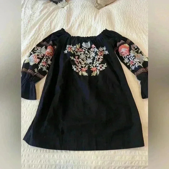 Free People fleur de Jour black embroidered boho mini dress - Picture 5 of 12